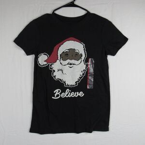 Zoe + Liv Women's Santa "Believe" T-Shirt, Size XS, Color Black, Christmas